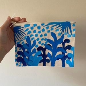 Blue painted makeup bag